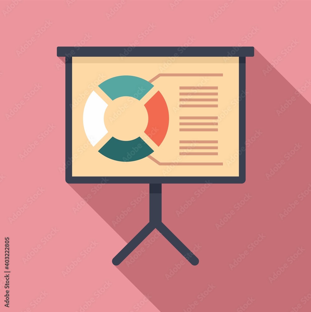 Poster manager pie chart board icon. flat illustration of manager pie chart board vector icon for web desig