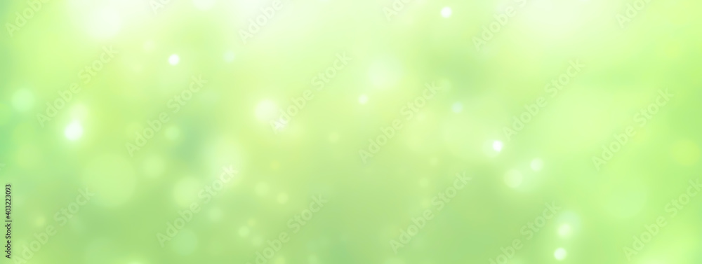 Wall mural spring background - abstract banner - green blurred bokeh lights -