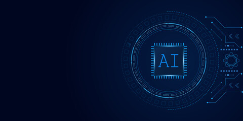 Artificial Intelligence ,AI chipset on circuit board, futuristic Technology Concept