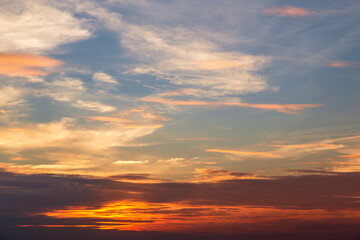 Naklejka na ściany i meble Beautiful sky. Clouds in twilight sky in evening. Colorful sky in twilight time.