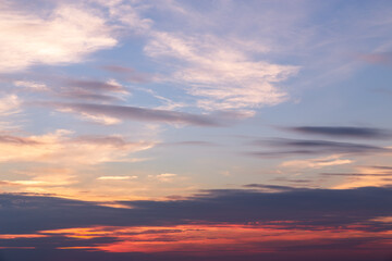 Obraz premium Beautiful sky. Clouds in twilight sky in evening. Colorful sky in twilight time.