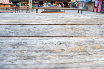 Obraz premium Wooden table surface on market background