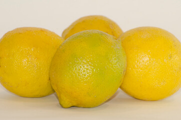 lemons close-up with white background