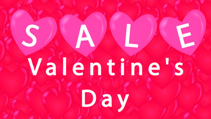 Valentine's Day Sale 50% off Poster or banner with many  hearts and on red background.Promo Web Banner for Valentine's Day Sale.Valentines Heart sale tags. Shop market poster design. eps 10