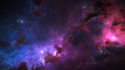 Galaxy Background, with Stars and colorful Nebula Clouds. Outer Space Astronomy image showing an Interstellar Celestial view of the Cosmos beyond The Milky Way.