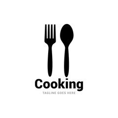 Cooking food fork and spoon restaurant logo icon vector template.