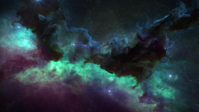 Outer Space Background with colorful Nebula Clouds and Stars. Galaxy Astronomy image showing the universe beyond the Milky Way.