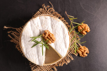 camembert and walnut top view