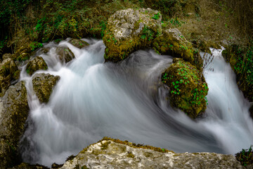 Water in the spring of the fontaine de Vaucluse 