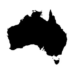 Black Australia map on white background. Australia