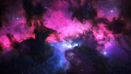 Cosmos Background with Colorful Nebula Clouds and Stars. Galaxy Astronomy image Showing an Interstellar Celestial View of Outer Space beyond the Milky Way.