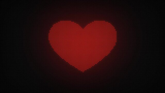 Valentines Sign or Heart Shape on Red LED Pulsing Seamless Loops Animation