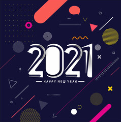 Abstract Colorful Happy New Year 2021 Text Typography Banner Poster flyer Design , Vector illustration.