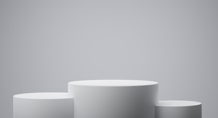 Product platform. Gray cylinders. Minimalistic composition.