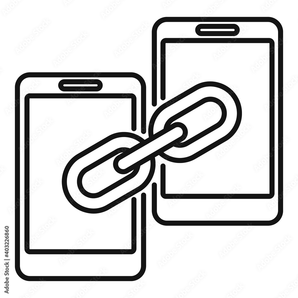 Poster links strategy phone connect icon. outline links strategy phone connect vector icon for web design i
