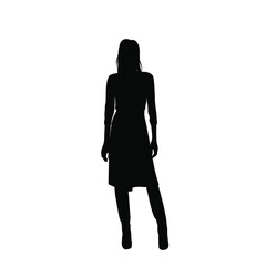 Silhouette of a woman standing,  business people,vector illustration, black color, isolated on white background