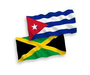 Flags of Jamaica and Cuba on a white background