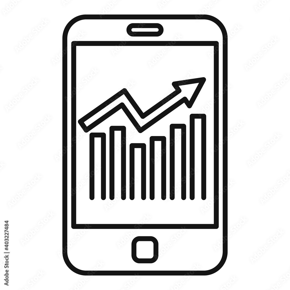 Poster backlink strategy phone graph icon. outline backlink strategy phone graph vector icon for web design