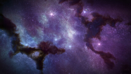 Galaxy Background with Stars and colorful Nebula Clouds