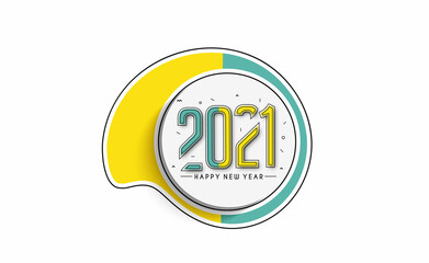 Abstract Colorful Happy New Year 2021 Text Typography Banner Poster flyer Design , Vector illustration.