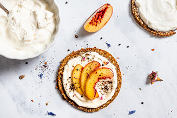 Oat galette cookie with peach topping