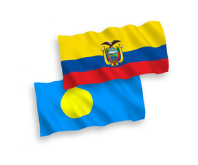 Flags of Palau and Ecuador on a white background