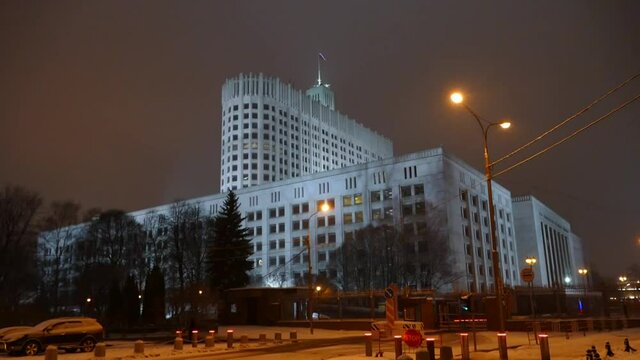Government House in Moscow in the evening