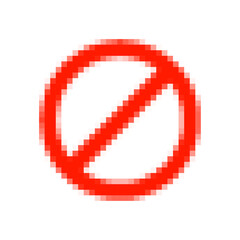 Fototapeta premium Warning pixel red no sign.