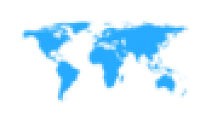 Lignt blue world map pixelated icon.