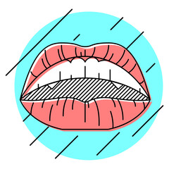 Vector lips in stroke style