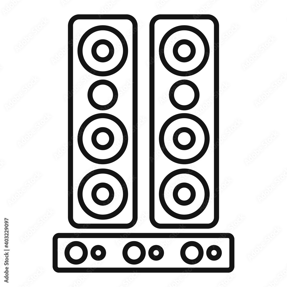 Poster speakers system icon. outline speakers system vector icon for web design isolated on white backgroun