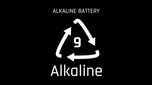 Alkaline battery or number 9 Recycle Symbol Animation Seamless Loop