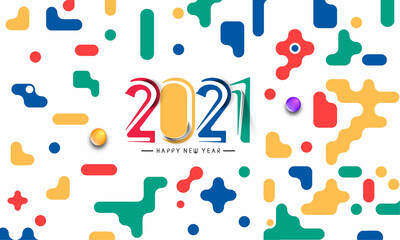 Fototapeta na wymiar Abstract Colorful Happy New Year 2021 Text Typography Banner Poster flyer Design , Vector illustration.