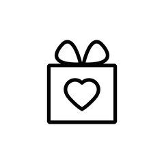 gift icons set. gift with heart.  love sign valentines day icon