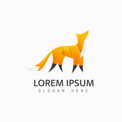 Colorful fox illustration logo template 