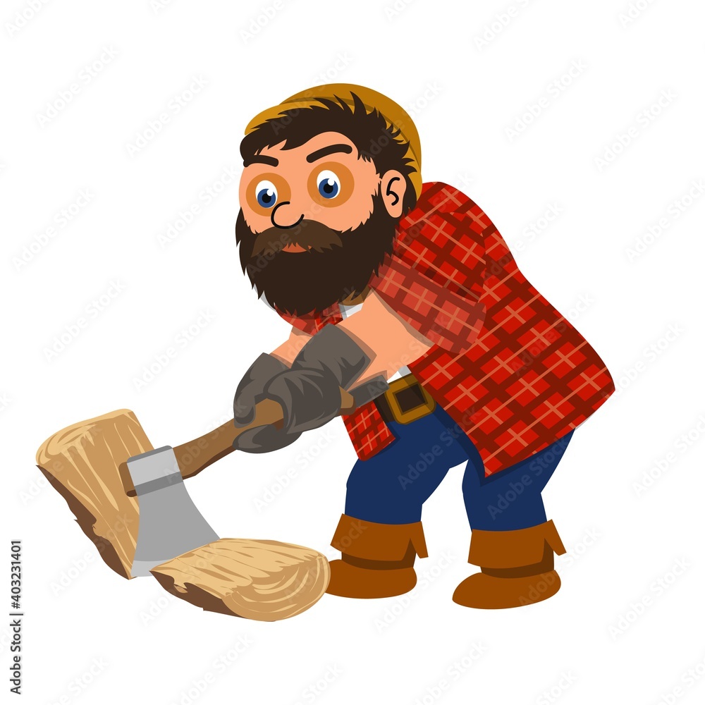 Poster lumberjack working icon. cartoon of lumberjack working vector icon for web design isolated on white 