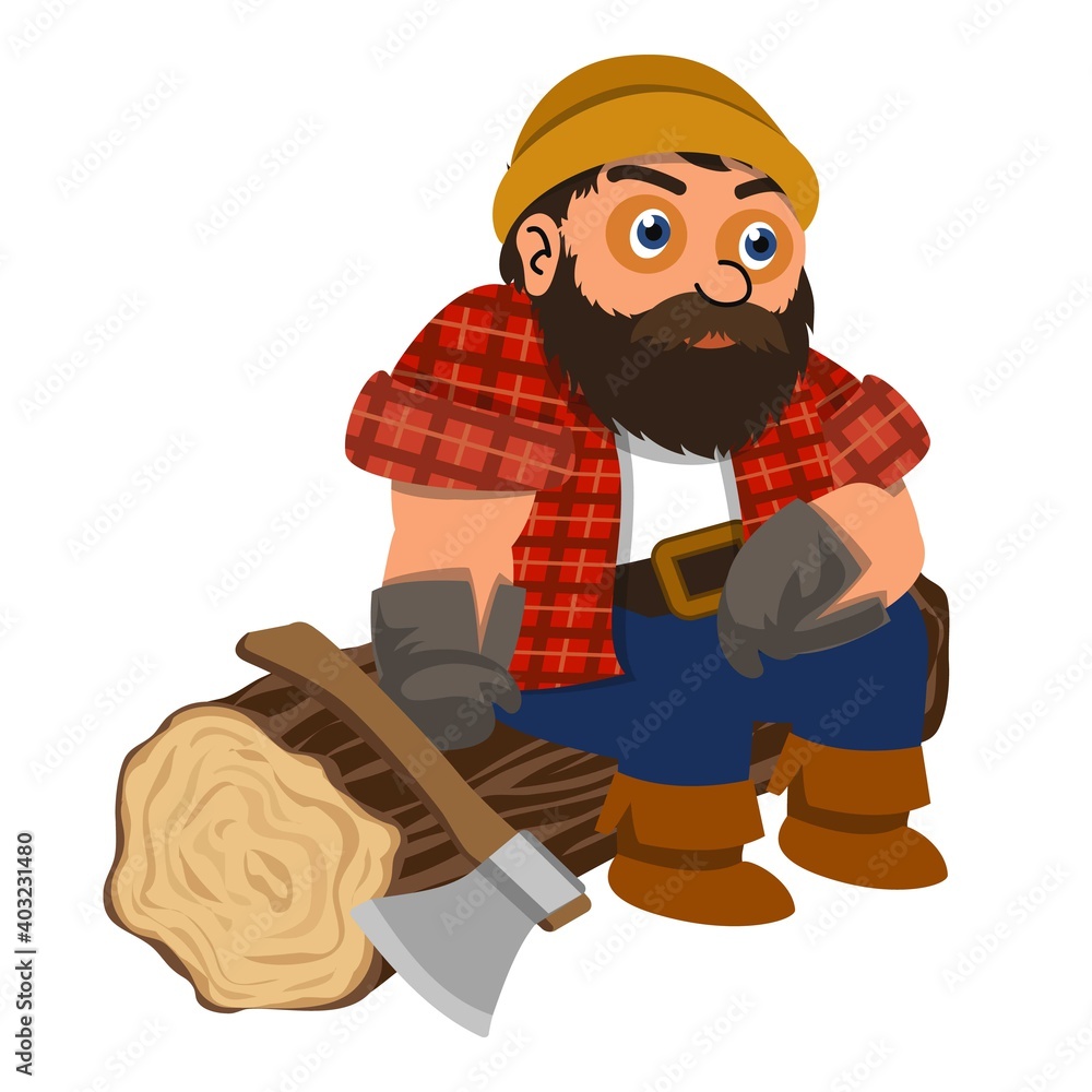 Poster lumberjack resting icon. cartoon of lumberjack resting vector icon for web design isolated on white 