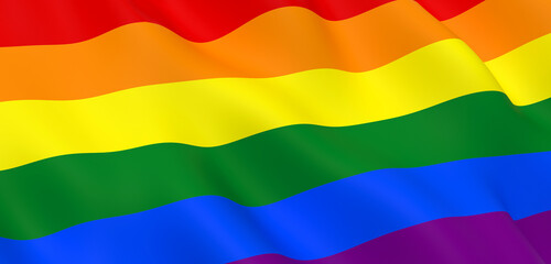 National Fabric Wave Closeup Flag of Rainbow gay pride