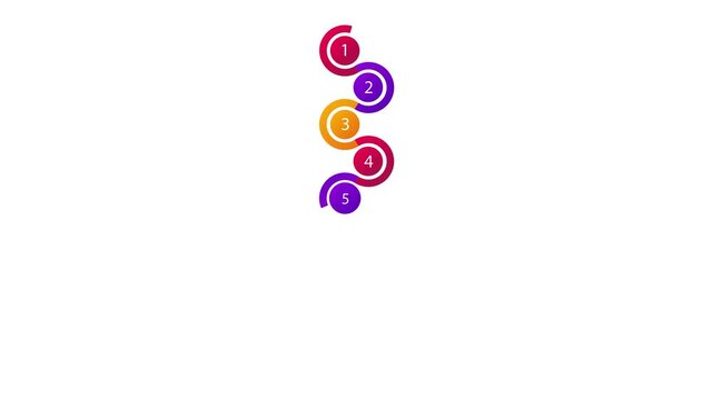 A set of three smoothly animated vertical spiral lines and 9 points. Triadic stylish colors. 2D flat animation isolated on white background with alpha luma matte 4k.