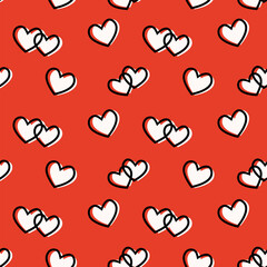Red love heart valentine seamless pattern 