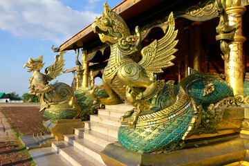 Sirindhorn Wararam Temple (Phu Prao Temple), Ubon Ratchathani, Thailand. Generality in Thailand ,and kind of art decorated in Buddhist church, temple pavilion ,temple hall .