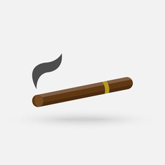 Vector illustration of a luxury Havana cigar with label. Cigar. An expensive cigar.Vector Simple modern icon design illustration.