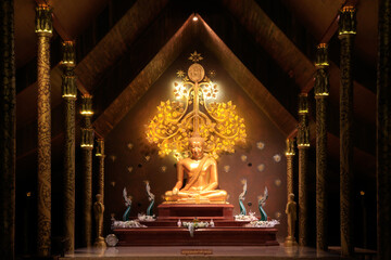 Sirindhorn Wararam Temple (Phu Prao Temple), Ubon Ratchathani, Thailand. Generality in Thailand ,and kind of art decorated in Buddhist church, temple pavilion ,temple hall .