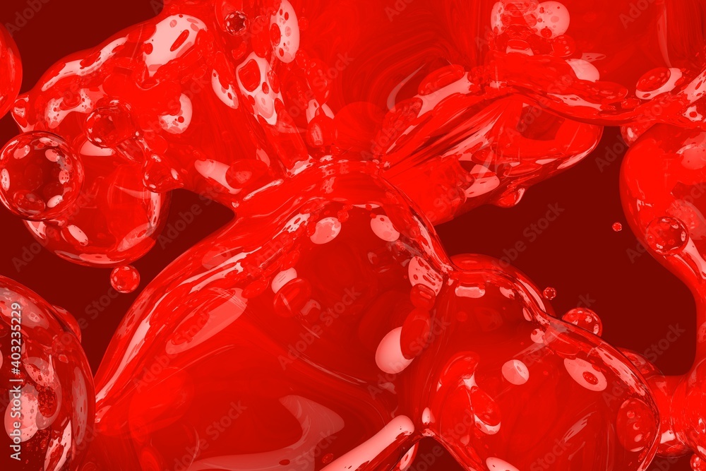 Poster red soap shining liquid abstract gradient texture 3d illustration - soft focus background design tem