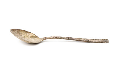 metal vintage soup spoon isolated on white background