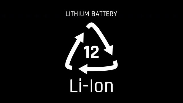 Lithium Battery or LiIon or Number 12 Recycle Symbol Animation Seamless Loop