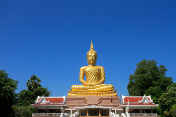 Fototapeta premium Big Buddha Temple, the reigning Buddha image for 60 years, is located in Khueng Nai District Ubon Ratchathani Province, Thailand