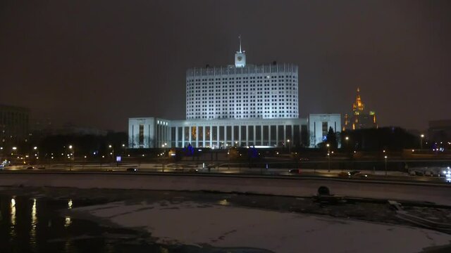 Government House in Moscow in the evening