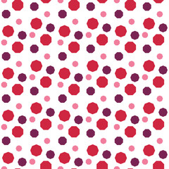 Purple Red Pink octagon shapes seamless pattern on White background