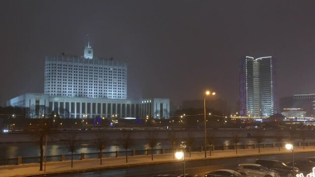 Government House in Moscow in the evening